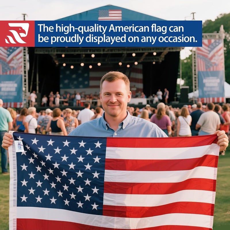 irbrisu Sturdy American Flag 5x8 Ft Outdoor Heavy Duty,100% Made in USA American Flags ,Non Fading American Flags for Outside 5x8,Embroidered American Flag,5 by 8 America Flags Best High Wind all Weather US Flag,Indestructible America Flag Sewn Stripes and Embroidered Stars - Image 5